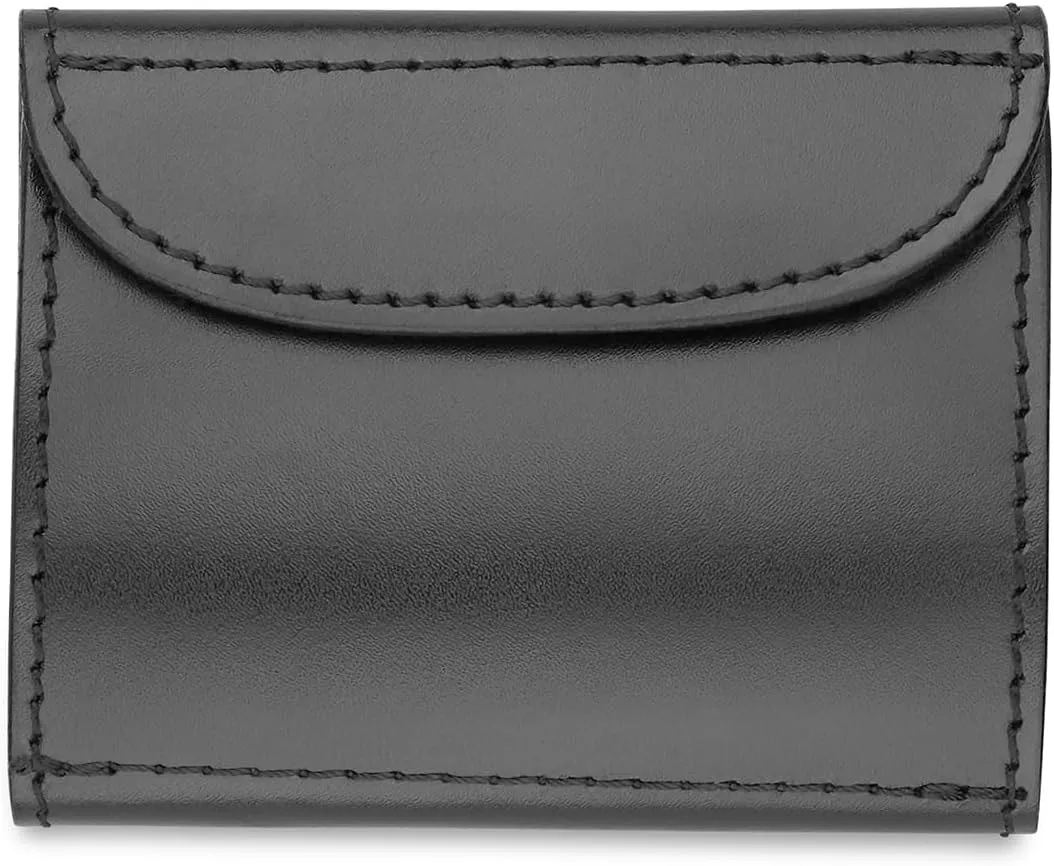 Plain Black Leather Glove Case - Designed to Hold 2 Sets of Latex Gloves - Full Grain Leather w/No Fillers