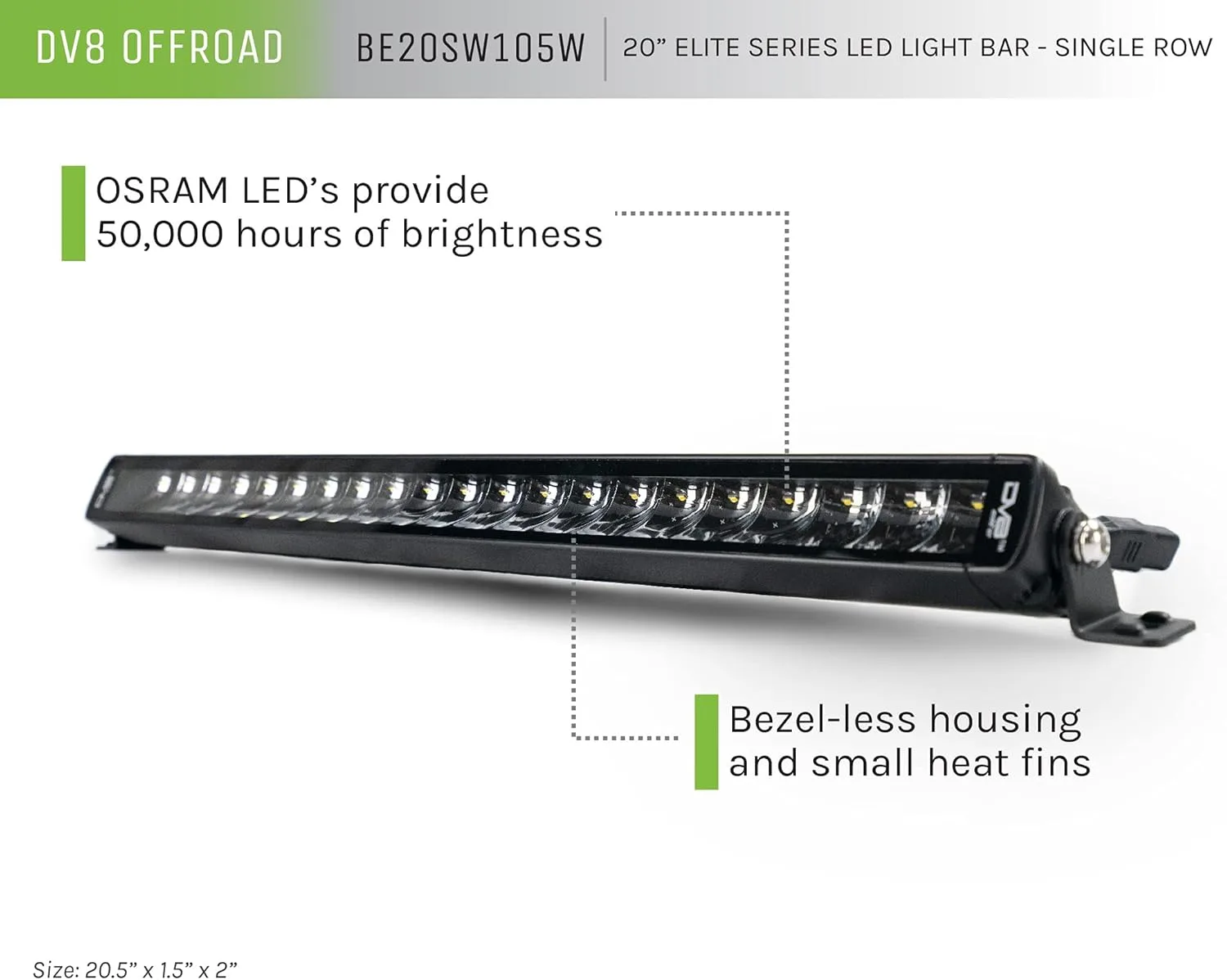 DV8 Offroad 20" LED Light Bar - 8820 Lumens, IP68, BE20SW105W