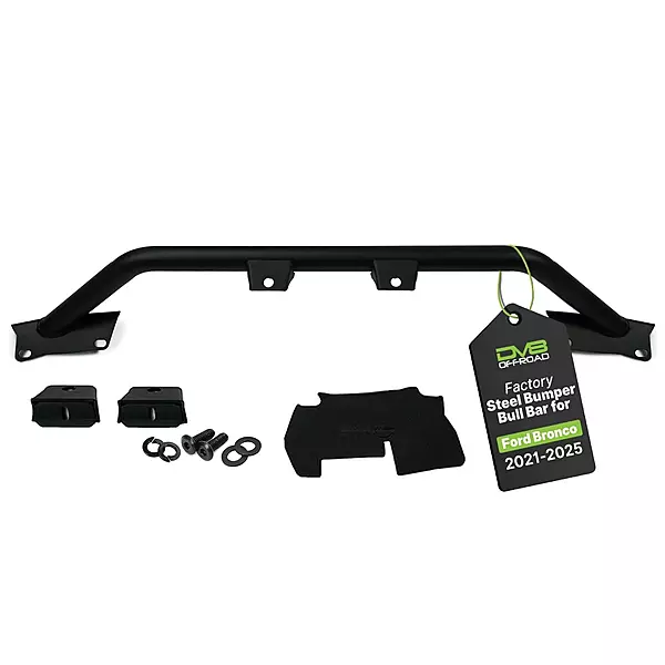 DV8 Offroad 2021-2026 Ford Bronco Bull Bar Push Guard, Low Profile 1.5" Tubular Steel