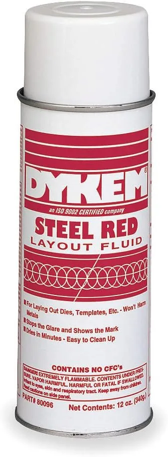 Dykem Steel Red Layout Fluid - 16 oz Aerosol Can - 80096 [PRICE is per EACH]