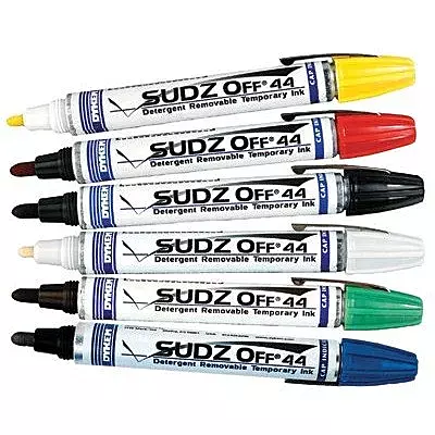SUDZ OFF® Detergent Removable Temporary Markers - sudz off 44 black [Set of 12]