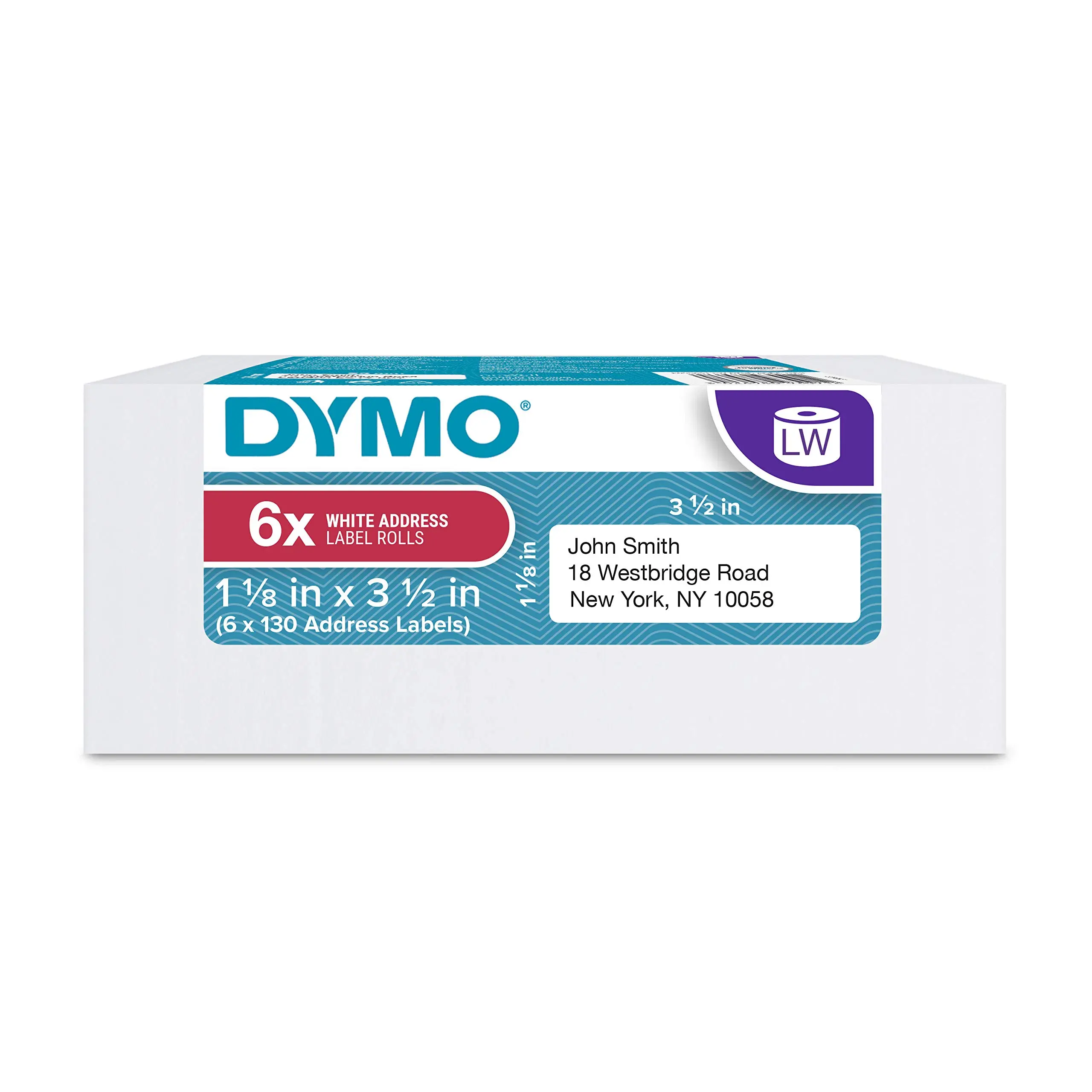 DYMO LW Mailing Address Labels 1-1/8 x 3-1/2, 6 Rolls (780)