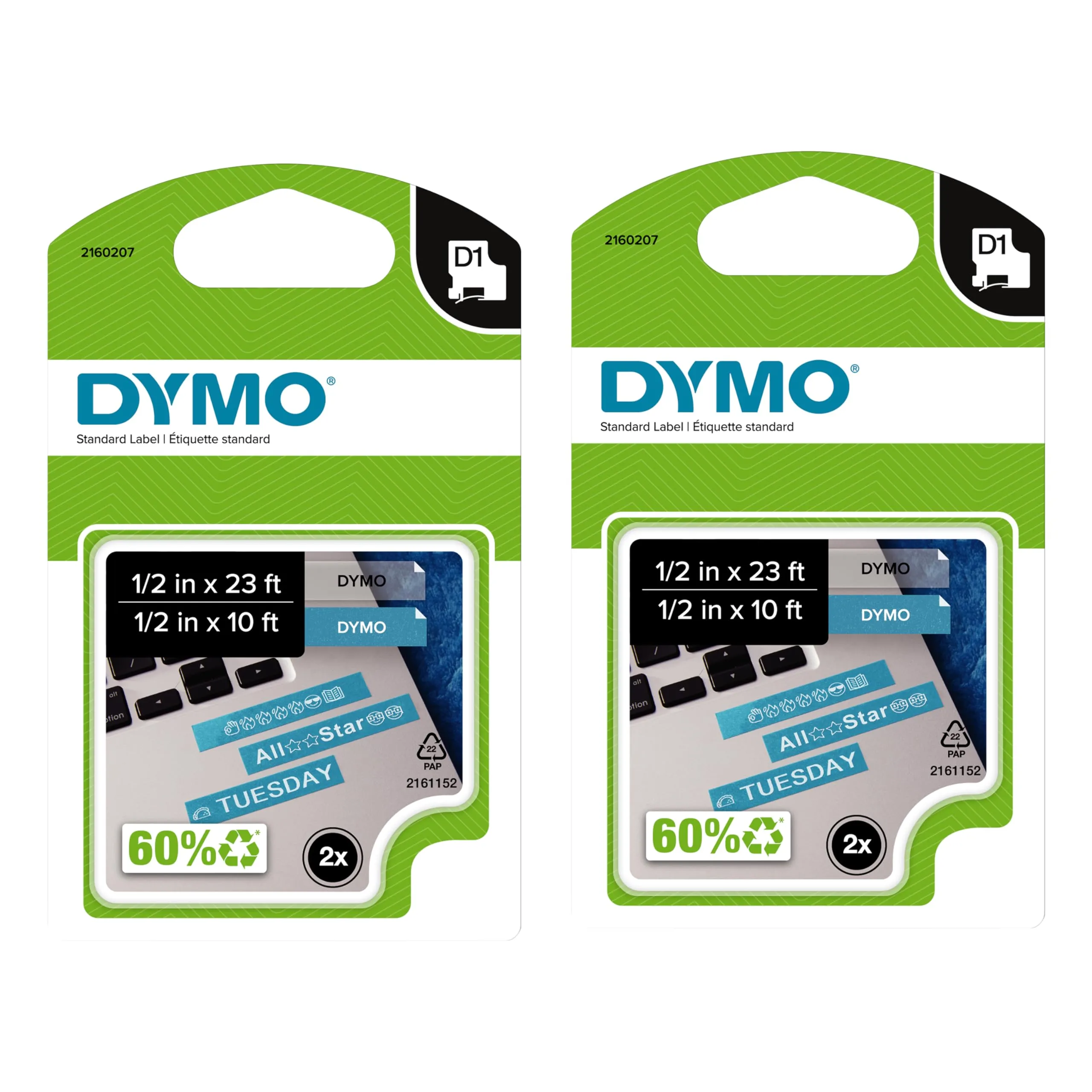 DYMO D1 Labels 1/2-Inch x 23-Foot Black on White Self-Adhesive Label Tape