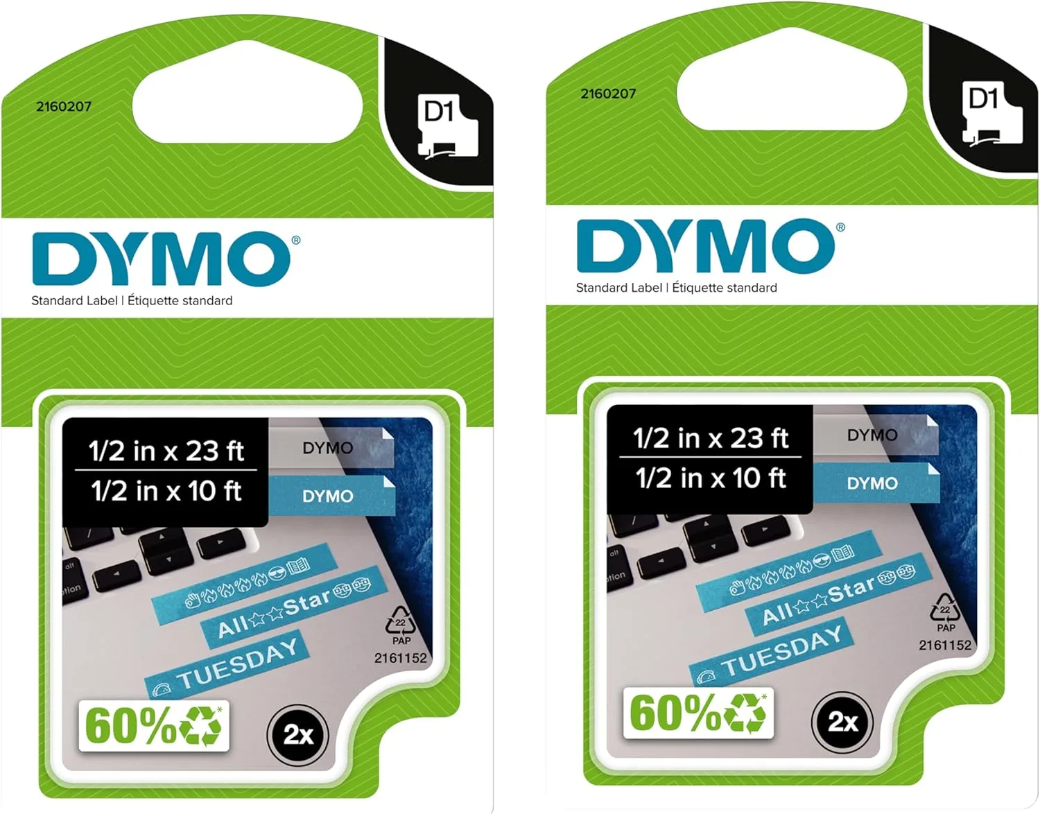 DYMO D1 Labels 1/2-Inch x 23-Foot Black on White Self-Adhesive Label Tape