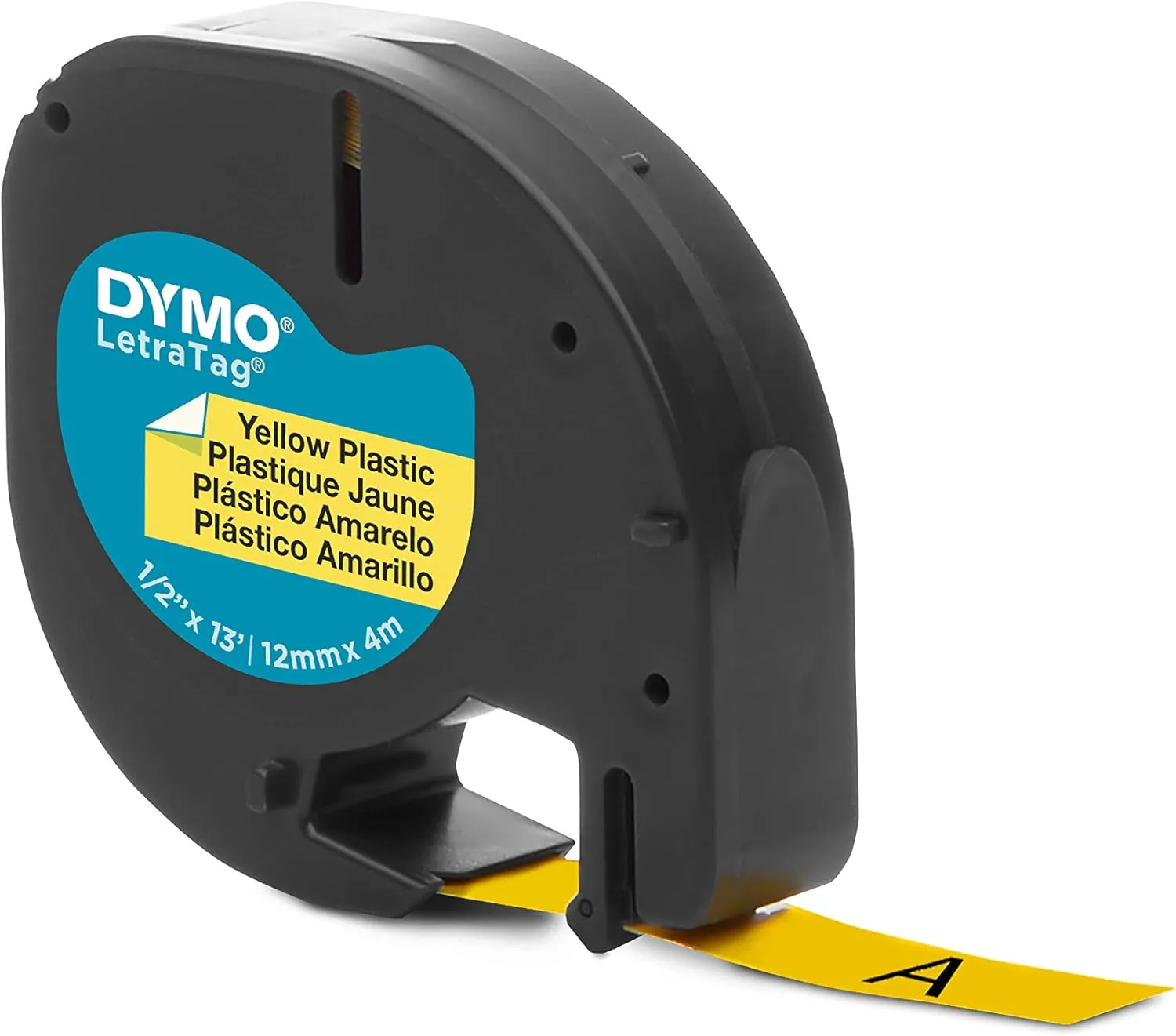 DYMO LetraTag Labeling Tape, Black on Yellow, 1/2" x 13' (91332)