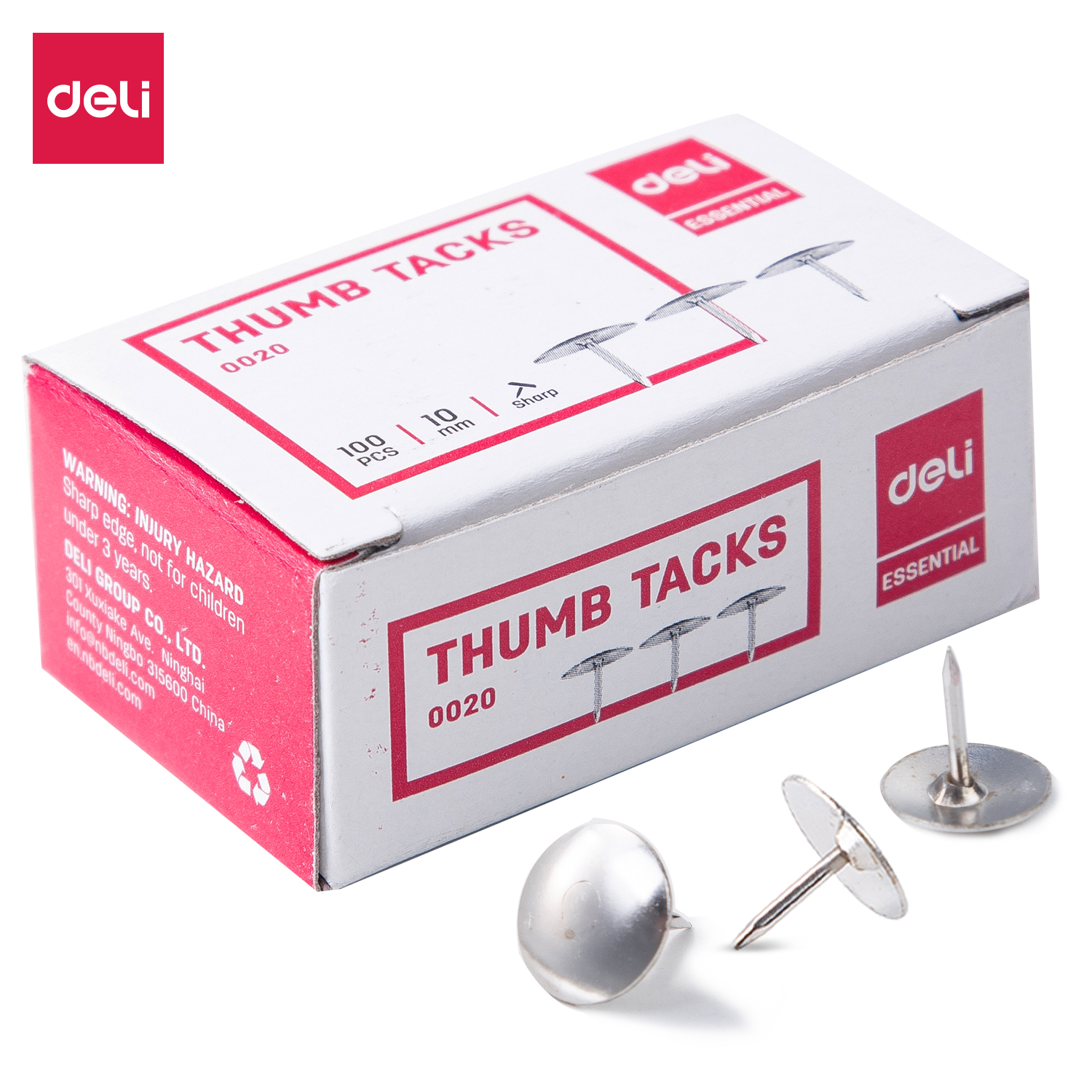 DELI E0020 SILVER THUMB TACKS 100s