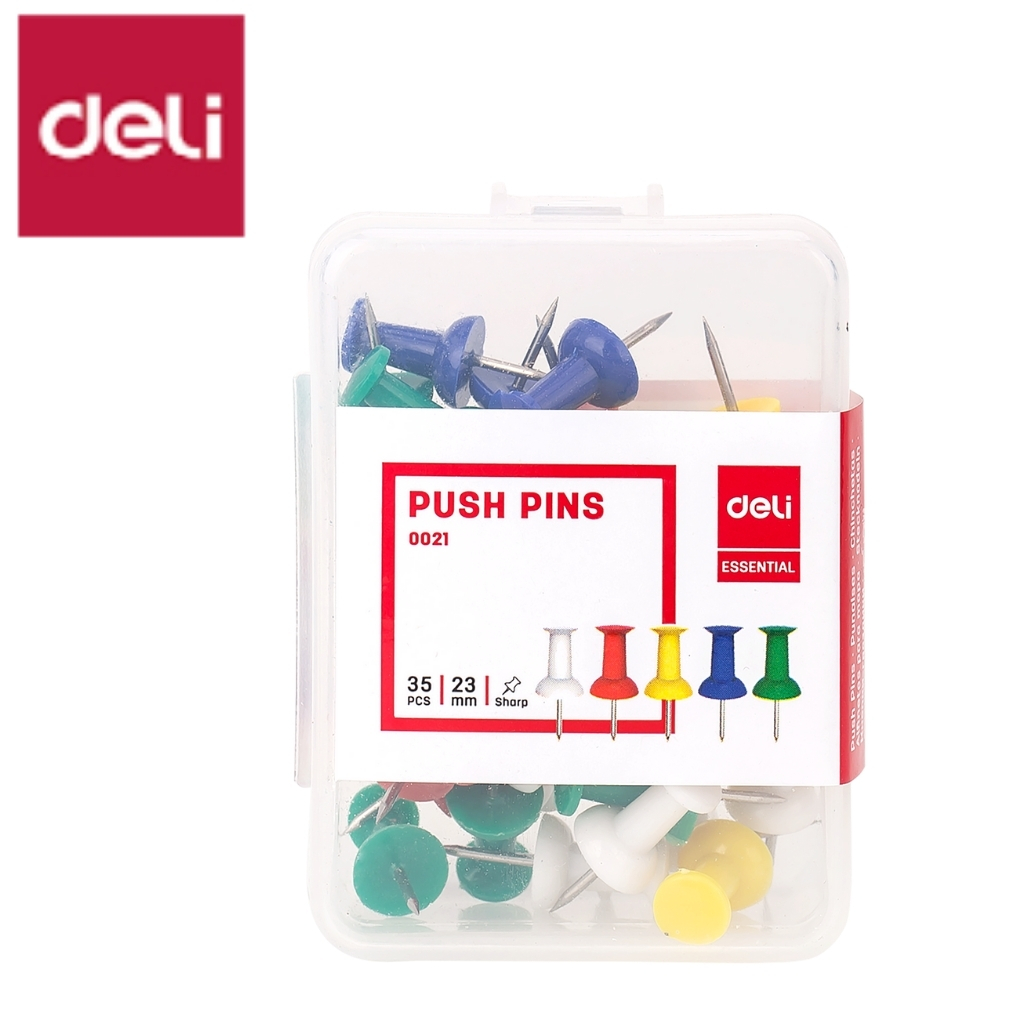 DELI E0021 COLOR PUSH (MAP) PINS PP 35s