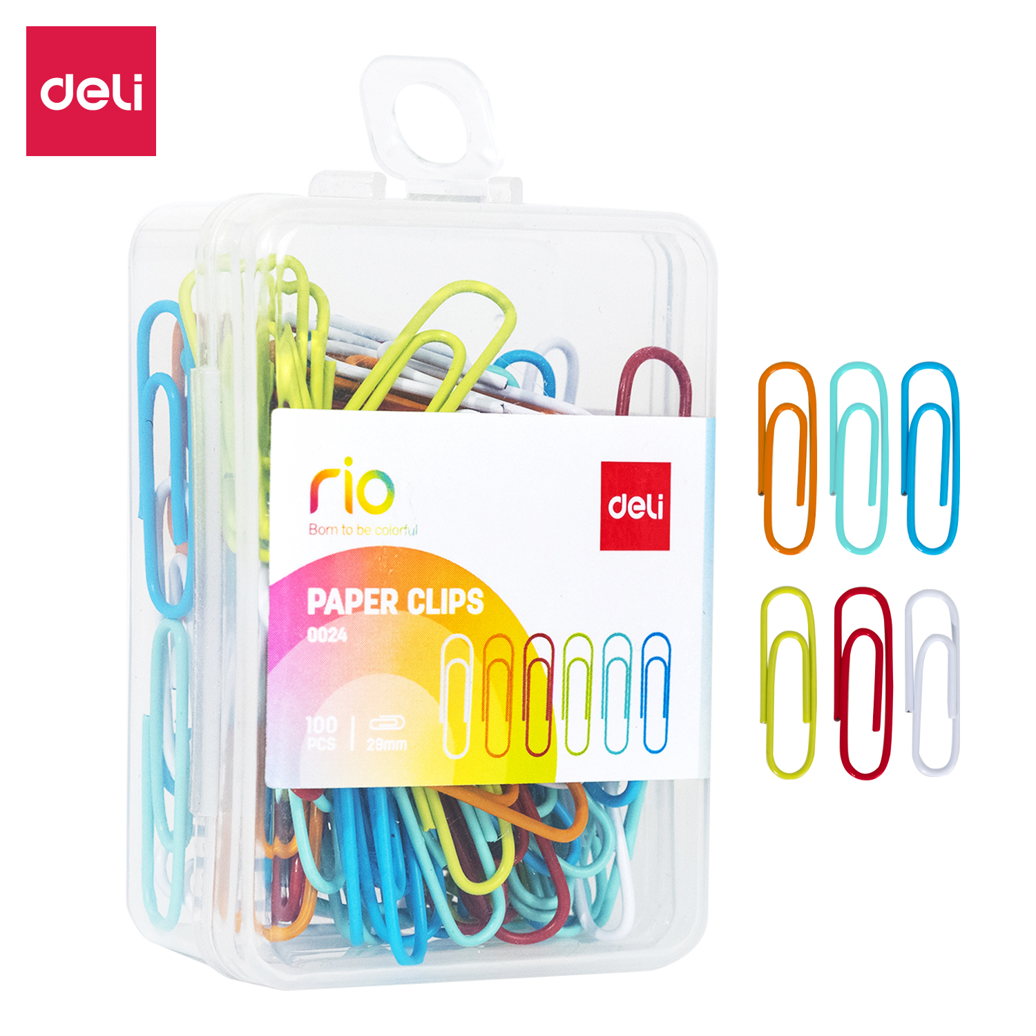 DELI E0024 COLOR PAPER CLIPS 29MM 100s