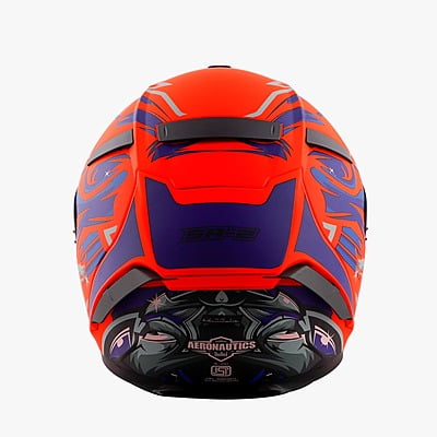 STEELBIRD SA-2 VILLAIN FLUO RED/BLUE C/V (L) + EXTRA CHROME VISOR