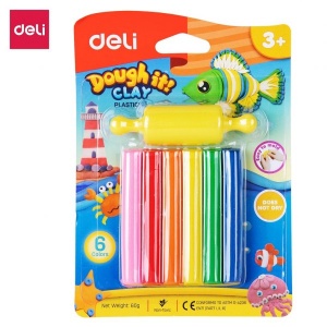 DELI D75011-CN PLASTICINE 60G 6 COLORS