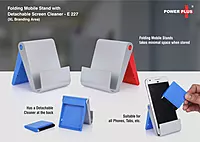 Folding mobile stand with detachable screen cleaner