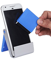 Folding mobile stand with detachable screen cleaner