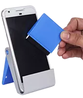 Folding mobile stand with detachable screen cleaner