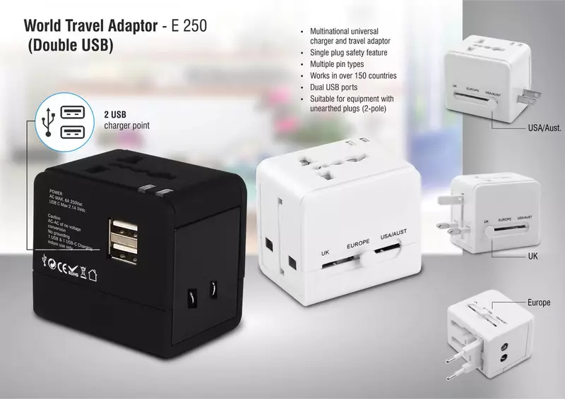 World travel Adaptor with Double USB
