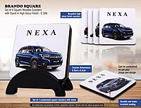 Brando Square: Set of 4 Square Wooden coasters with Stand