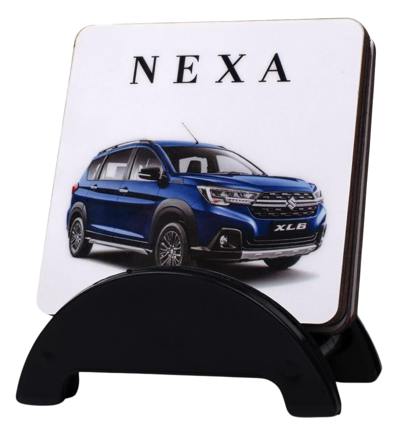 Brando Square: Set of 4 Square Wooden coasters with Stand