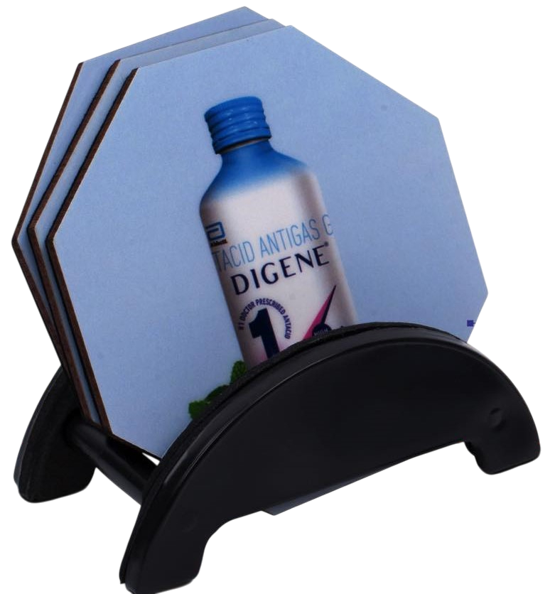 Brando Hex: Set of 4 Hexagon Wooden coasters with Stand