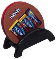 Brando Round: Set of 4 Round Wooden coasters with Stand