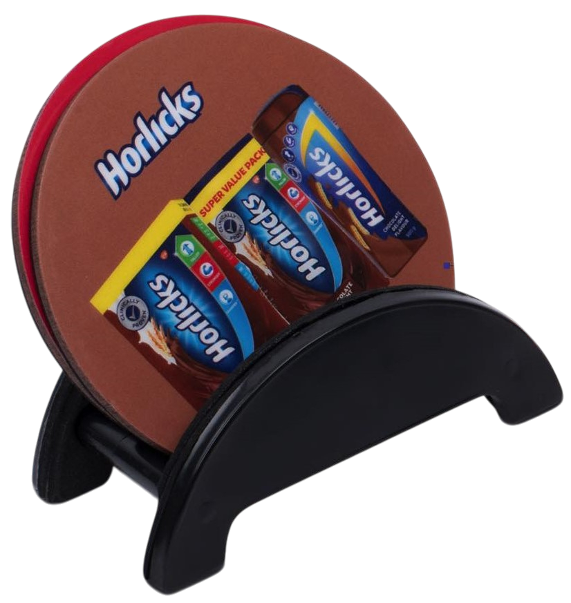 Brando Round: Set of 4 Round Wooden coasters with Stand