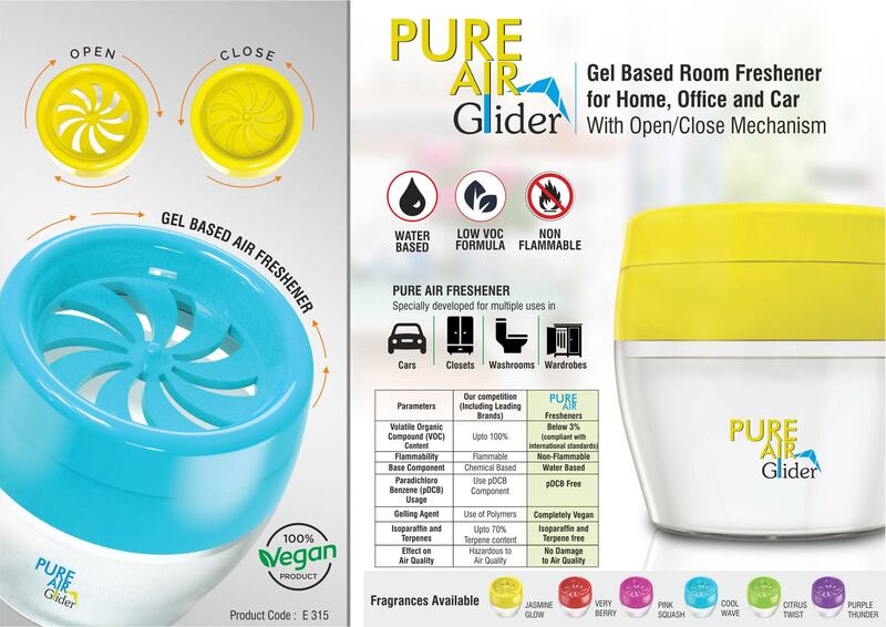Pure Air Glider: Gel based room freshener for Home, Office and Car