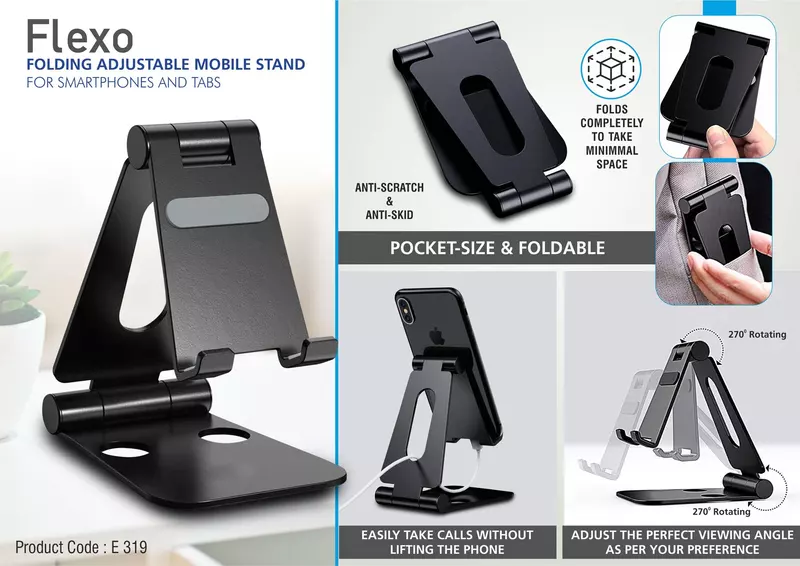 Flexo: Folding Metal Mobile Stand for Smartphones and Tabs