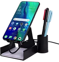 Metal mobile stand with Detachable Tumbler and Writing pad holder