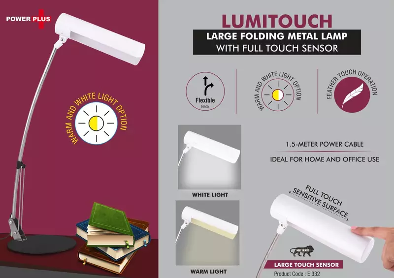 LumiTouch: Large folding Metal lamp with Full touch sensor