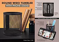 Round Wiro tumbler with Slide-out Phone Stand