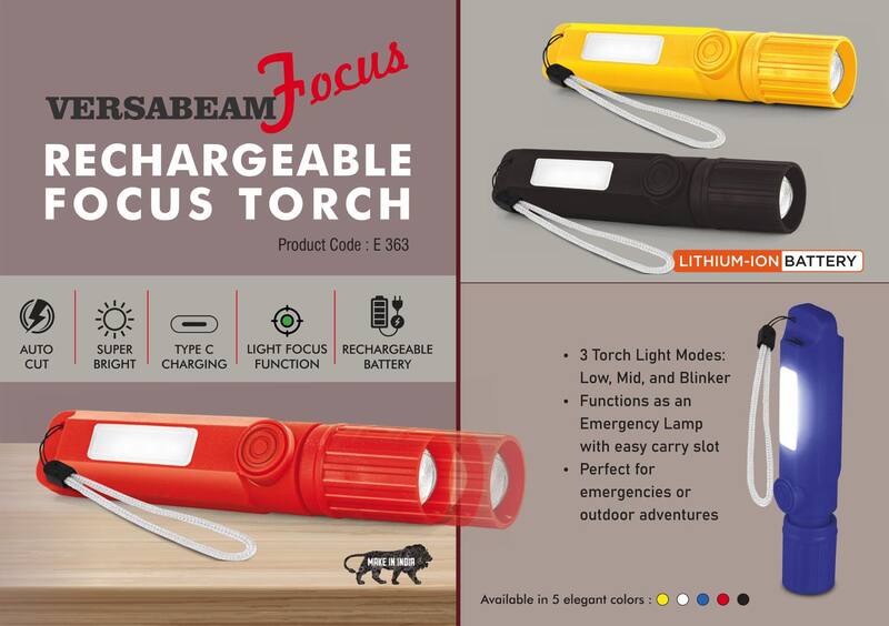 VersaBeam Focus: Rechargeable Focus Torch with 2 Light modes