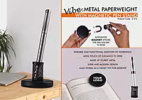 Vibe: Metal Paperweight with Magnetic Pen Stand