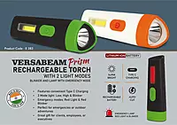 VersaBeam Prism: Rechargeable Torch with 2 light modes, Blinker and Lamp with Emergency mode