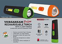VersaBeam Prism: Rechargeable Torch with 2 light modes, Blinker and Lamp with Emergency mode