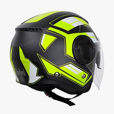 STEELBIRD SBH-31 DRX ISS PACE GLOSSY BLACK/NEON C/V (L)