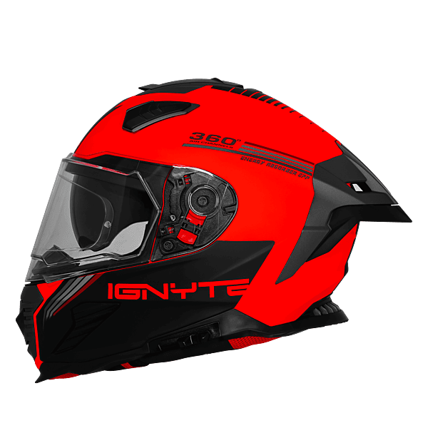 IGNYTE IGN-16 ISS DOT QUANTUMM MATT FLU RED+RED GREY C/V 580 MM WITH EXTRA SMOKE VISOR