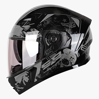 STEELBIRD SBA-21 COMBAT GLOSSY BLACK/GREY C/V (M)