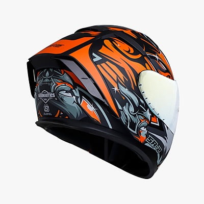 STEELBIRD SA-2 VILLAIN GLOSSY BLACK/ORANGE C/V (L) + EXTRA GOLD VISOR