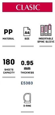 DELI E5383 2 D RING BINDER 1" PP