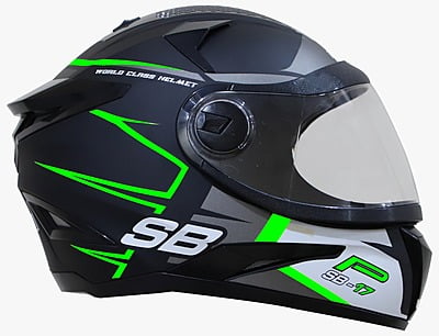 STEELBIRD SBH-17 ROBOT ICE GLOSSY BLACK/FLUO GREEN C/V (L)
