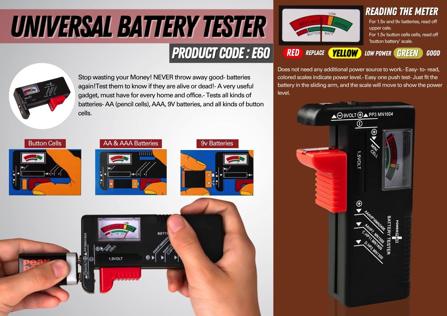 Power Plus universal battery tester