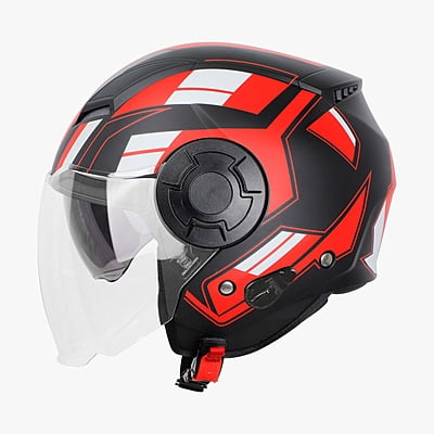 STEELBIRD SBH-31 DRX ISS PACE GLOSSY BLACK/RED C/V (L)