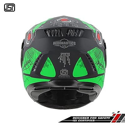 STEELBIRD SBH-40 ISS ASSASIN GLOSSY BLACK/GREEN C/V 600 MM