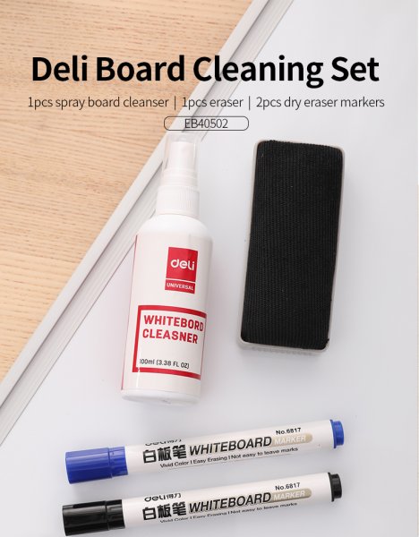 DELI E7839 WHITEBOARD CLEANING SET 4PCS