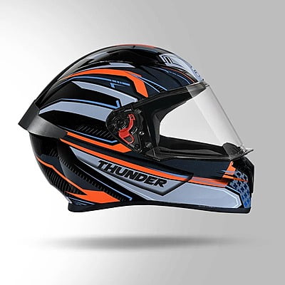 STUDDS THUNDER D8 BLACK N4 GREY C/V (L) WITH SPOILER AND MIRROR VISOR