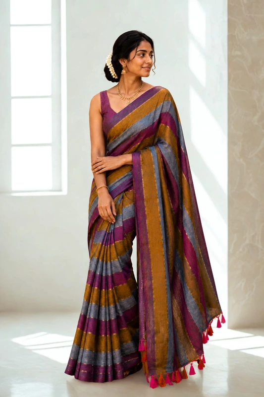 Mul cotton without blouse Multicolour