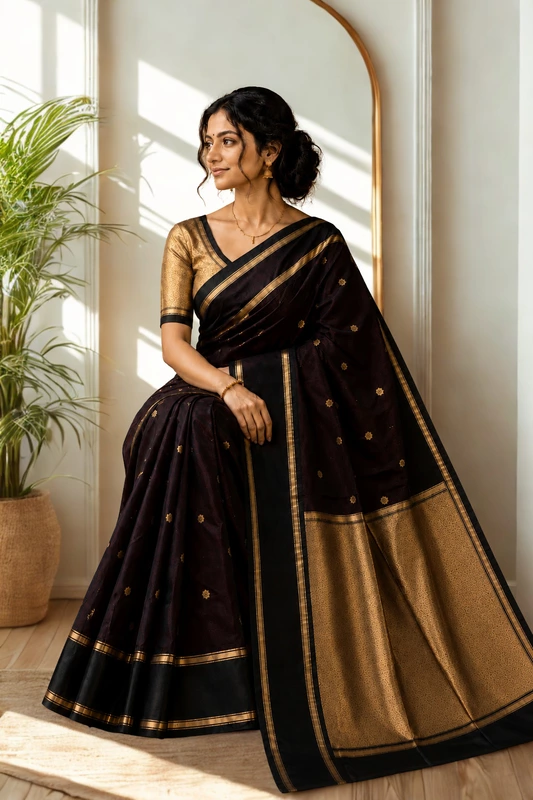 Bnarasi Silk Brown With Black