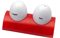 Egg shaped salt & pepper shaker set with stand
