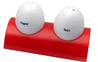 Egg shaped salt & pepper shaker set with stand