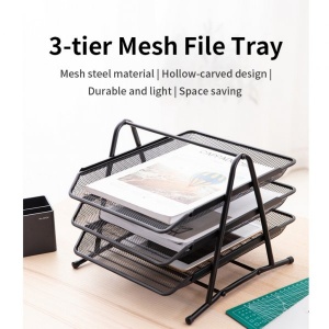 DELI E9181 MESH EXEC TRAY 3TIER BLACK