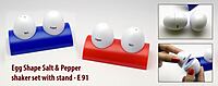Egg shaped salt & pepper shaker set with stand