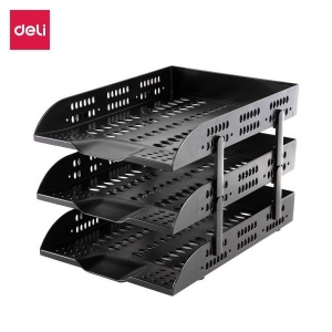 DELI E9215 PLASTIC EXEC TRAY 3TIER BLACK